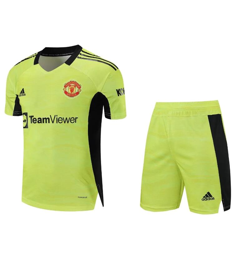 2021/22 Manchester United Green Goalkeeper Soccer Kits Shirt with Shorts